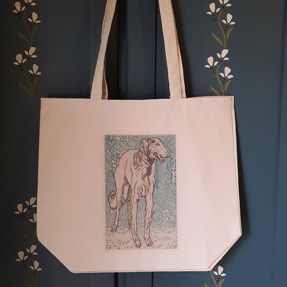 Borsoi Afghan Hound Dog Illustration 100% Cotton NEW Canvas Bag
